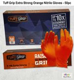 50Pcs Orange Black Diamond Nitrile Disposable Gloves Strong Heavy Duty Mechanic