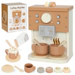 Kids Wooden Coffee Machine Toy Pretend Play Kitchen Accessories Gift for Boys