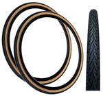 PAIR Baldys 700 x 38c Hybrid Trekking Bike TYRES TAN AMBER WALL Slick Tread