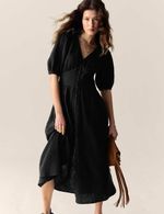 M&S - Per Una Womens Cotton Midi Dress in Black