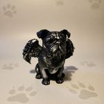 English Bulldog Memorial Bust with angel wings, Minimalist Dog ornament