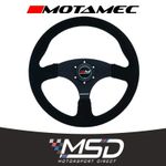 Motamec Race Rally Steering Wheel Flat Spoke 350mm Black Suede and Black Spoke