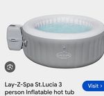 Lay-Z-Spa St. Lucia Inflatable Hot Tub 3 Person Round Grey Heater Air 605L
