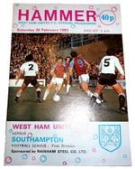 West Ham Utd vs. Southampton 26/02/83 Division One Matchday Programme Upton Park