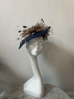 Gorgeous Jayne Alison Millinery Navy And Rose Feathered Head Piece
