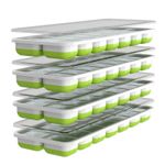 4PCS silicone ice cube trays, stackable, easy to remove, with spill-proof lid