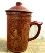 Chinese Yixing Zisha Purple Clay Dragon Tea Mug with Infuser & Lid