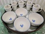 Disney Gourmet Mickey Mouse Icon 5 Pedestal Mugs And 4 Bowls Pre-owned Vintage 