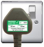 1040 Personalised PAT Testing Labels - 4th Edition - For Plugs size 38 x 21 mm