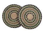 M&S Round Placemats Bundle X2 Set of 4 Multicoloured Seagrass Striped New