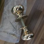 1  Solid Natural Brass Door Knobs Rim Lock Handles New But Old Stock Reclaimed