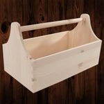 Wooden Tool Box / Plain Unpainted Caddy Carrier Holder 