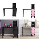 Portable Folding Nail Table Makeup Cosmetic Manicure Drawer Case Trolley Desk