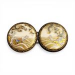 Antique Japanese Satsuma porcelain belt buckle dragon Meiji c.1900