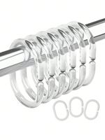 12 Pcs SHOWER CURTAIN PLASTIC HOOKS Set Rings C Shape Transparent Ring Bath