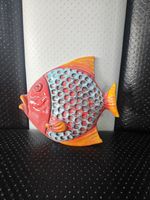 Italian Pottery Blue Ceramic Wall Hanging Fish Hand Painted 
