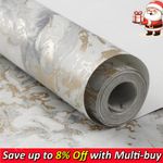 Cream Marble Metallic Wallpaper 3D Ripple Liquid Swirls Effect Grey Gold,Shimmer