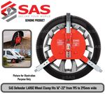 SAS New Defender LARGE Motorhome Caravan Wheel Clamp fits 16"-22" 195-295mm wide