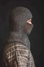 Medieval Chainmail Coif Hood 9mm Riveted Steel Chain Mail Face Cover Armor LARP 