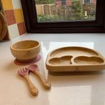 Bamboo Baby Feeding Set with Suction Plate & Bowl | Weaning Set UK | Toddler Tab