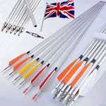 12X 30" Archery Aluminum Arrows SP500 Feather Recurve Compound Bow Hunting Shoot