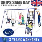 6 in1 Garden Kids Swing Set with Double Swings Slide Ladder for Outdoors Playing