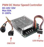 DC10V-55V PWM Brushed DC Motor Speed Controller CW CCW Reversible Switch With