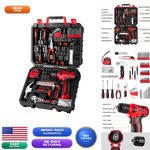 DEKOPRO 8V Red Cordless Drill Set 126 Piece Tool Kit