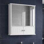 Mirror Bathroom Wall Cabinet White Modern Storage Cupboard With Doors & Shelf