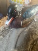Vintage Wooden Hand Carved And Hand Painted Duck