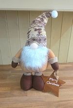 Fabric Freestanding Christmas Gnome Figurine with "Merry Christmas" Star Tag