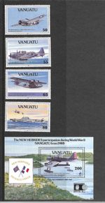 Vanuatu 1992 MNH 50th Anniv of Outbreak of Pacific War sg 592/5 & MS 596