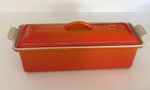 Vintage Le Creuset Volcanic Pate Terrine Cast Iron Flame Orange 28 with Lid