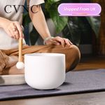 CVNC 432Hz 8" Quartz Crystal Singing Bowl Frosted Chakra for Sound Healing Bath