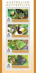 AUSTRALIA BUTTERFLIES Insect 4-Value MNH Stamp Sheet #152 (2015 Solomon Islands)