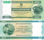 Matej Gabris Poland 100 Zlotych Bobrow 2025 UNC Fantasy Banknote Bon Satyryczny