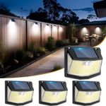4 Pack 248 LED Solar Wall Lights Outdoor PIR Motion Sensor Garden Security Lamps