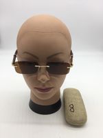Cartier Gold Rimless Frame Trendy Sunglasses 59-15-140 Brown Lenses