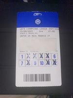 STUB/PASS INTER - REAL MADRID 2021/2022 CHAMPIONS LEAGUE UFFICIAL RARE
