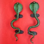 Handcrafted Brass Snake Pair Shape Victorian Style Window Door Pull Handles