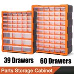 Multi Drawers Parts Organiser Wall Mount Storage Cabinet Nuts Bolts Tools Clear