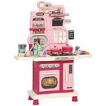 Play Kitchen 33 PCS Kids Kitchen Playset with Lights Sounds Storage Circulating