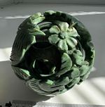 Chinese Handcarved Jade / Hardstone Openwork Floral Sphere Carving Antique