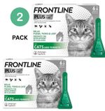 2x FRONTLINE Plus Flea & Tick Treatment for Cats and Ferrets - 6 Pipettes..