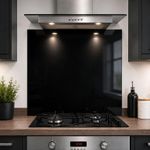 Black Glass Splashback 6mm Toughened Heat Resistant Kitchen Cooker Hob Panel