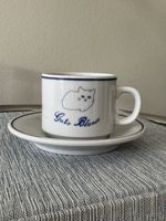Vintage Porcelain Tsuji Gato Kitty Cat Blanco Demitasse Espresso Cup and Saucer
