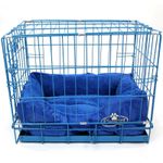 Blue Dog Cage with Faux Fur Bed Metal Training Puppy Crate Carrier XS S M L XL