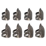 Sewing Thimble, 8 Pcs Metal Thimbles Adjustable for Hand Sewing, Dark Silver