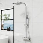 Thermostatic Exposed Shower Mixer Bathroom Twin Head Large Square Bar Set Chrome