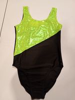 Girls Size 4 12-13Y Shiny Gymnastics Leotard Sleeveless Color Block Ballet Dance